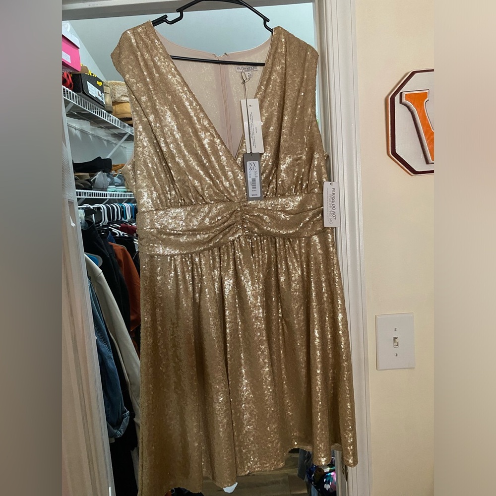 Eva Mendes for New York & Company Gold Sequin Mini Dress